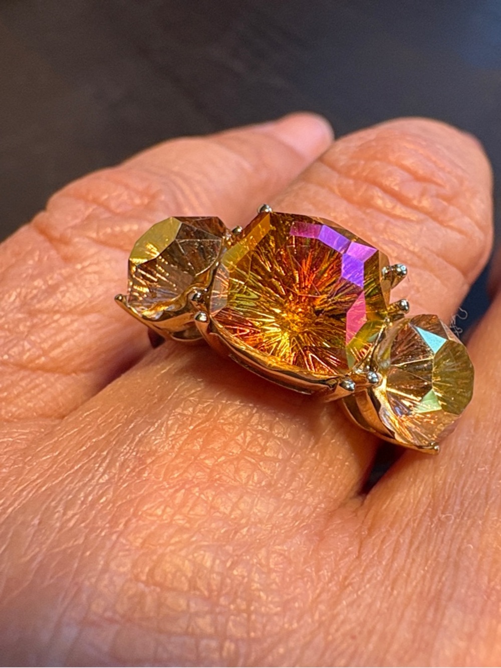 Kirks Folly Gold-Tone Aurora Trilogy Ring - Yellow/Purple